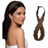 BUYOGET Cerchietto intrecciato marrone chiaro 5 fili di capelli sintetici intrecciati regolabile trecce elastico per donne