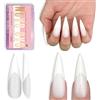 NOVO OVO White French Tips Long XL - Punte a spillo affilate per unghie Milky White (Cloud Dancer) Soft Gel doppio opaco copertura finto unghie per fai da te 16 misure 160 pezzi