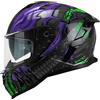 Generico casco 363R SHOT VILLAIN Casco Integrale Moto, Nero Viola Verde Fluo, Taglia S