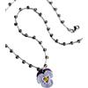 Handmade Generico Collana con Viola del Pensiero all'Uncinetto Fatta a Mano - Ciondolo Floreale in Cotone con Catena Crochet e Perline - Gioiello Botanico Lilla