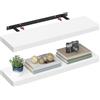 VASAGLE Mensola da Muro, Set di 2 Mensole da Parete, 20 x 80 x 3,8 cm, per Portafoto Decorazioni, Soggiorno Studio Cucina, Bianco Nuvola LWS028WE01-2J