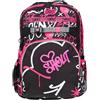 Shout | Zaino Scuola Elementare per Bambini Zainetto da Bambina con 4 Compartimenti e Portaborraccia - Heavy Weighter Spray Girl C/Clip-On