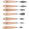 DRESSOOS Set di 7 Spatole per Pittura Manico in Legno e Lame in Acciaio Inossidabile, Adatte per Miscelare Colori e Tecniche di Pittura a Olio e Acquerello