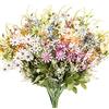AUMVEYI Fiori artificiali colorati margherite 6 fasci di piante finte in plastica resistenti ai raggi UV multicolore finta seta verde bouquet di fiori selvatici per la casa indoor outdoor centrotavola