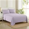 Sweet Home Collection Lussuoso set di biancheria da letto con lenzuolo piatto, lenzuolo con angoli, 2 federe, in microfibra spazzolata doppia, lilla, queen size