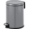 Fackelmann Milano Urban Grey - Pattumiera a pedale da 3 l, elegante pattumiera in polipropilene grigio scuro, supporto per sacchetti integrato, adatto per bagno e WC degli ospiti