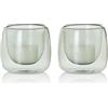 AdHoc YUNA - Set di 2 portacandele e portacandele in vetro soffiato a bocca, portacandele per interni ed esterni, decorazione da tavolo, design scandinavo, bicchieri per candele, colore grigio