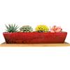ARTKETTY Vasi per piante grasse in ceramica, contenitori per piante da fiori rettangolari lunghi con vassoi, fioriera per bonsai di cactus poco profonda con drenaggio
