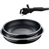 SAN IGNACIO Set 2 padelle (24+28cm) salvaspazio in alluminio per induzione linea Click&Cook