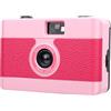 Vikye Fotocamera retrò da 35 Mm, Obiettivo Grandangolare da 28 Mm con Messa a Fuoco Manuale, Flash Incorporato per Fotografie Vintage (pellicola e Batteria AA Non incluse) (PINK)