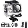 LUCKDANO Action Camera Videocamera Mini DV a 7 Colori 1080P HD Schermo da 2,0 Pollici con Custodia Supporto per Bici per la Registrazione Subacquea di Sport Ciclistici (WHITE)