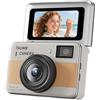 Bewinner Piccolo Videoregistratore Portatile, Videocamera Digitale Portachiavi 4K con Schermo Ribaltabile da 1,47 Pollici Luce LED Fotocamera da 68 MP per Vlog di Viaggio Uso Notturno (ORANGE)