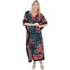 Miss Lavish London Women's Kaftan Dress - Plus Size Kaftan Dresses, Long Full-Length Beach Cover Up - Bohemian Holiday Wear, Modest Caftan Style, Summer Kaftans for Beach & Resort- Black, 2XL (K-601)