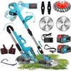 AFGRNG Decespugliatore a Batteria 21V, Tagliaerba Elettrico 2 Batteria 2000 mAh, L'asta l'impugnatura Regolabili e Pieghevoli, Per Rifinire Facilmente Giardino e Prati (blu)