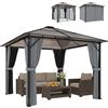 Outsunny gazebo 3 x 3m gazebo da giardino con pannelli laterali tetto PC alluminio grigio scuro