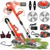 AFGRNG Decespugliatore a Batteria 21V, Tagliaerba Elettrico 2 Batteria 2000 mAh, L'asta l'impugnatura Regolabili e Pieghevoli, Per Rifinire Facilmente Giardino e Prati (Rosso-1)