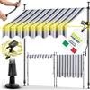 tillvex Tenda da Sole a Bracci con Manovella | Protezione per Balcone, Regolabile, Senza Forare | Tenda Resistente per Esterno Raggi UV e Regolabile in Altezza (Blu/Grigio con LED, 250cm)