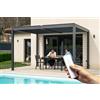 Cazeboo AGOSTA Pergola bioclimatica motorizzata 4x3m con illuminazione a LED autoportante, altezza 250 cm - Alluminio grigio
