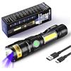 DARKBEAM Torcia UV 365nm USB Ricaricabile, con luce rossa, Base Magnetica Compresa, Alta luminosità COB LED Regolabile Portatile per Urina Gatto, Anti-Contraffazione/Fluorescente/Resina
