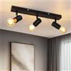 Dehobo Faretti da Soffitto LED Orientabili Nero con 3 Attacchi E27 - Plafoniera Industriale 3 Luci per Cucina/Soggiorno/Camera - Lampada Soffitto Moderna in Metallo (Lampadine Non Incluse)