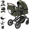 Daliya® FLEXI-PRO M 2 in 1 Passeggino combinato e passeggino - Set XXL - Passeggino da viaggio con una sola mano, protezione dalle intemperie, seggiolino sportivo, borsa fasciatoio, tavolo da gioco