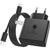 Tepow 45W USB C Caricatore Caricabatterie per Samsung Galaxy S26 S25 S24 S23 S22 S21 S20FE,Presa USB C Alimentatore Fast Charger Tipo C con 2M Nylon Cavo USBC, Spina USBC Spinotto Ricarica Rapida Adattatore