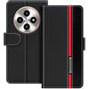 UOGNADGD Custodia in pelle a righe per Blackview Fort 2 - Nero | 6.73 Custodia portafoglio flip con blocchi di colore, chiusura magnetica, supporto e portacarte