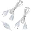 AJKQNMA 2 cavi di prolunga trasparenti, per spina europea, 3 m, trasparente, sottile, trasparente, cavo di prolunga piatto, per luce LED, per esterni, 220 V