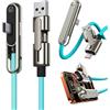 nplaseta Cavo di ricarica superveloce con supporto da 1,2M, cavo di ricarica 3-in-1 con supporto invisibile e supporto, cavo di ricarica rapida 240W+65W con supporto per cellulare integrato per gaming, ufficio