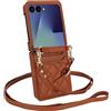 Generic Custodia a portafoglio per Motorola Razr 50, custodia a portafoglio in pelle con 2 carte di credito, cordino regolabile da polso, custodia per telefono da donna (marrone)