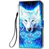 HopMore Cover a Libro per Xiaomi Redmi Note 9T / Note 9 5G in Pelle con Silicone Morbido Custodie Disegni Custodia Antiurto 360 Gradi Accessori Portafoglio Leather Flip Case - Lupo/Blu
