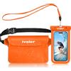 iVoler Kit Impermeabile con Borsa Marsupio e Custodia Smartphone IPX8 per Sport Acquatici Pesca Vela Sci Mare Escursione, Protezione per Cellulare Portafoglio Documenti - Arancio