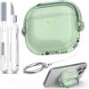 R-Fun per Custodia AirPods 4 con Bloccaggio Sicuro & Kit Di Pulizia, Custodia Protettiva Antiurto Anti-Caduta per Cuffie Compatibile con AirPods 4, Verde Trasparente