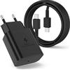 Audiosystem Carica Batterie Turbo Rapido per Samsung 45W per Galaxy A17 4G 5G A57 A27 A37 Sm-A556 A275 A276 A376 A566 A175 A176 +Cavo USB Type C/C 100cm Sostituisce con Caricatore Originale EP-TA845 Nero