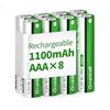 Granicell Batterie ricaricabili AAA 1100 mAh ad alta capacità 1500 cicli, 1,2 V NiMH, batteria a bassa autoscarica AAA, confezione da 8