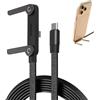 Generic Cavo di ricarica rapida da 240 W con supporto per telefono integrato, caricatore invisibile 2 in 1, caricabatterie intrecciato da 1,5 m a 90 gradi di tipo C