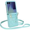 Generic Custodia a portafoglio per Motorola Razr 50 Ultra, in pelle, con 2 carte di credito, cordino regolabile da polso, custodia per telefono da donna (verde menta)