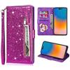 FERLAN Custodia per Xiaomi Redmi 14C,in Premium pelle brillante con glitter e Slot Schede,Stand Funzione,per Xiaomi Redmi 14C telefono (Viola)
