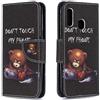 AIFILLE Custodia a Libro in Pelle PU per Samsung A40 Nero Flip Smart Magnetica con Carta di Credito Funzione di Appoggio Modello Don't Touch My Phone Orso Marrone Animali Cover Antiurto Protettiva