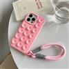 Yhsvie Custodia per iPhone 15 Pro max Con Cinturino,Design Ventosa Custodia,Sottile Morbida Silicone TPU Bumper Case Resistente Agli Urti Antigraffio Cover-Rosa