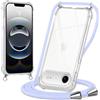 Oelrstfe Cover con Cordino per iPhone Air, Trasparente Silicone Custodia con Regolabile Collana Laccio Tracolla, Antigraffio Proteggere Case Corda per iPhone 17 Air, Viola