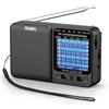 PRUNUS J-711 Radio Tascabile Ricaricabile AM/SW/FM, Compatibile con Pile AA e Ricarica USB-C, Ottima Ricezione, Jack Cuffie, con Laccio da Collo, Ideale per Passeggiate e Viaggi (Nero)