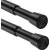 QINGYUN Bastoni a tensione per tende da 80-150 cm, confezione da 2, colore nero, asta per tenda da doccia, asta per tenda a molla, asta estensibile per finestra, bagno, armadio