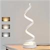 FDOIUTU LED Lampada da comodino per camera,17W Luce notturna a temperatura regolabile a tre colori,lampada da scrivania in metallo,Design Moderno a Spirale, per Camera da Letto, Soggiorno (Bianco)
