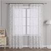 Delien Tenda in voile con motivo a viticci, trasparente, con fettuccia arricciata, per soggiorno, 140 x 260 cm (larghezza x altezza), colore bianco, 1 pezzo
