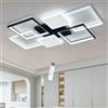 LIUYU Plafoniera LED Soffitto Dimmerabile con Telecomando 75W, Lampadario Soggiorno LED Moderna Grande Rettangolare Nero-Bianco 90x60cm