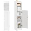SoBuy Mobiletto Bagno Salvaspazio Armadietto Stretto con Anta, Ripiano Regolabile e Porta Carta Igienica Colonna Mobile per Bagno Piccolo adatto per WC, Lavanderia e Ingresso Bianco FRG177-II-W