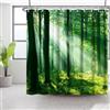 Bovlleetd Tenda da bagno 182,9 x 213,4 cm con stampa 3D di foresta naturale tenda da bagno verde bosco impermeabile
