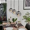 HOFSTEIN Lampadario a sospensione Gastor a 3 luci, in metallo/vetro, colore nero/fumo/trasparente, moderno, design retrò, vintage, Ø ombrelloni 15 cm, E14, sala da pranzo, cucina, soggiorno