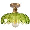 DLGLOLIN Lampada da soffitto in Vetro Verde Lampada da Soffitto Creatività Fiore Decoratio E27 Ottone Illuminazione a Soffitto Sospensione Per Corridoio Camera da Letto Sala da Pranzo
